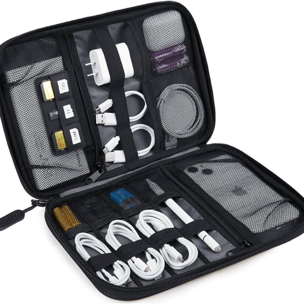 Large Electronics Travel Organizer Case, Tech Accessories Cord Storage Bag for P